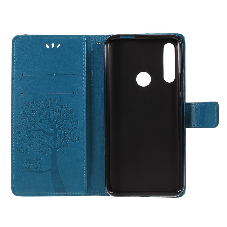 Imprint Tree Owl Magnetic Wallet PU Leather Cover with Stand for Huawei P Smart Z - Blue-4