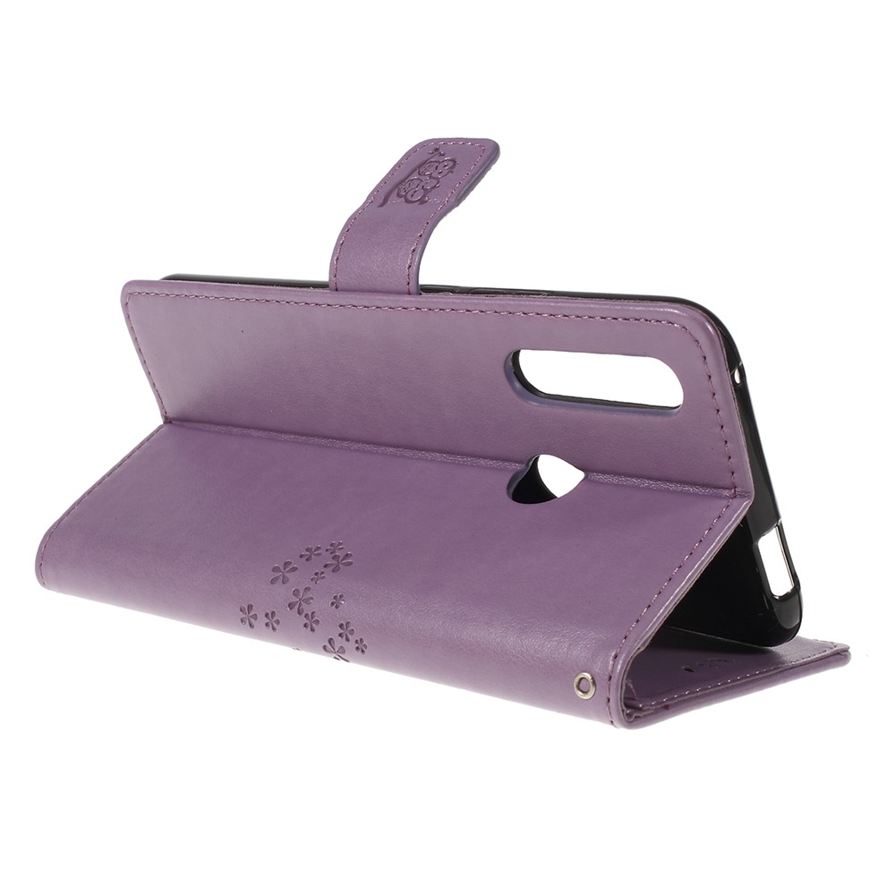 Empreinte Tree Chowl Magnet Portefeuille PU Couver en Cuir Avec Support Pour Huawei P Smart Z - Violet Clair