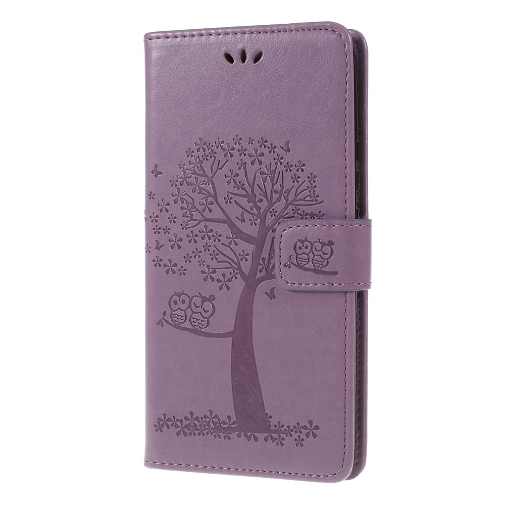 Impressum Tree Owl Magnet Wallet PU Lederabdeckung Mit Stand Für Huawei P Smart Z - Helles Lila