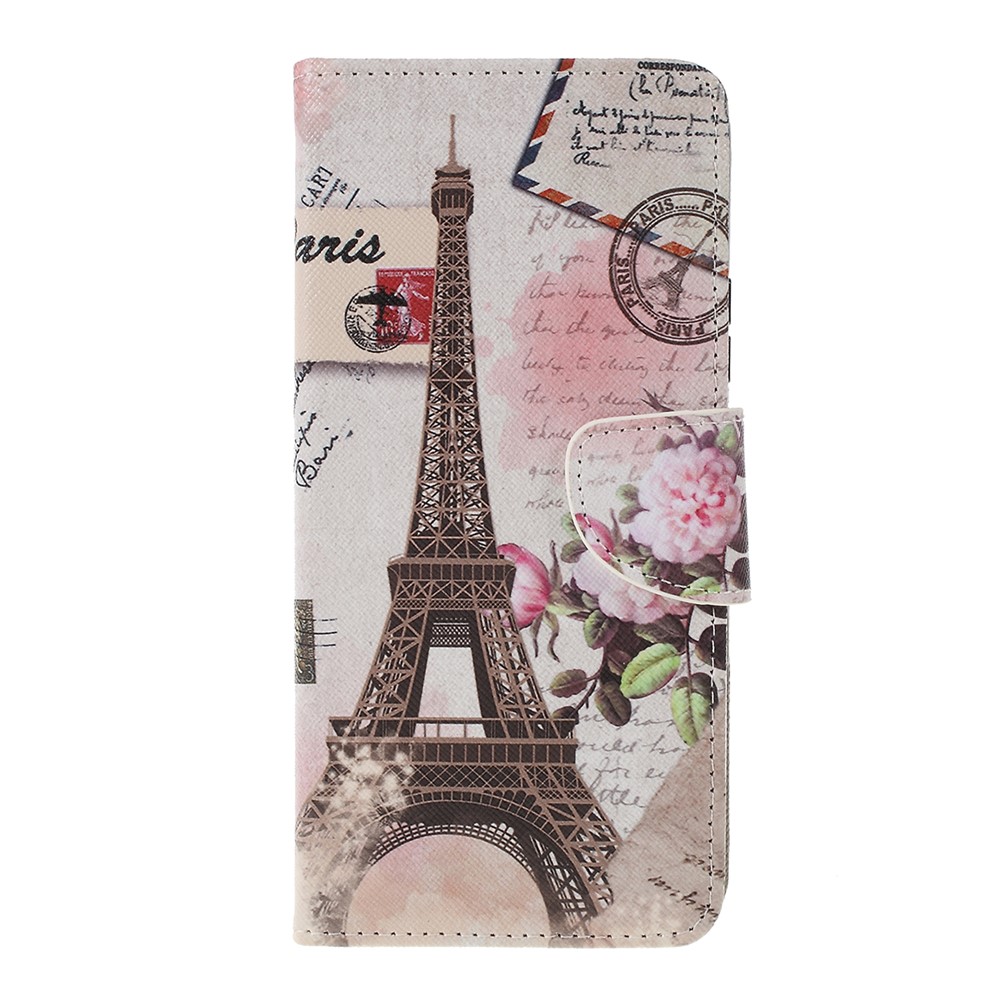 Pattern Printing Cross Texture Leather Wallet Case for Huawei P Smart Z - Eiffel Tower-1