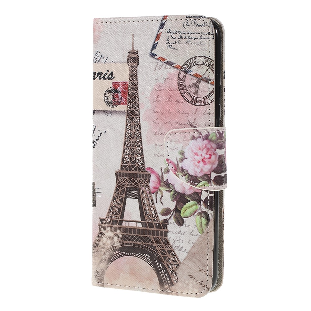 Pattern Printing Cross Texture Leather Wallet Case for Huawei P Smart Z - Eiffel Tower-4