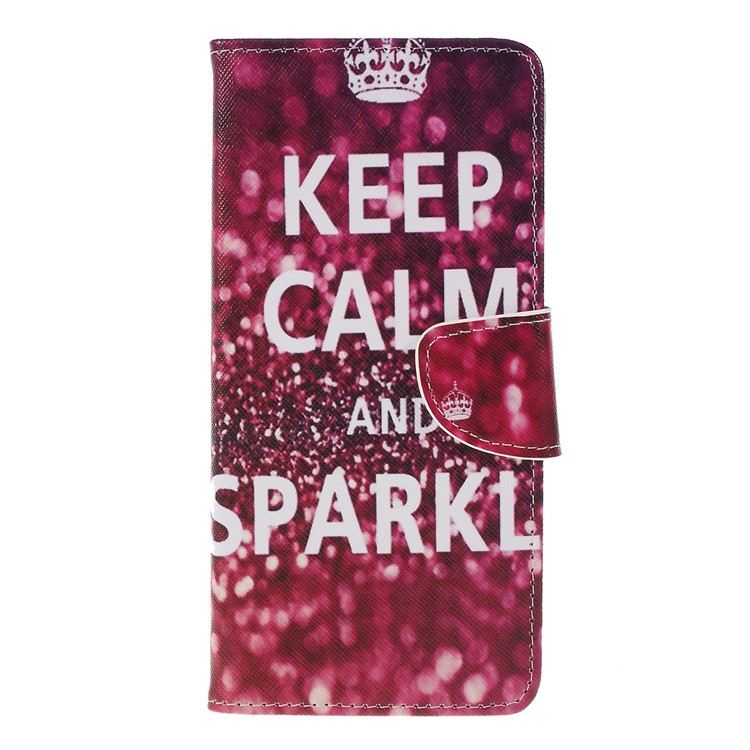 Pattern Printing Cross Texture Leather Wallet Case for Huawei P Smart Z - Quote Keep Calm and Sparkle-1