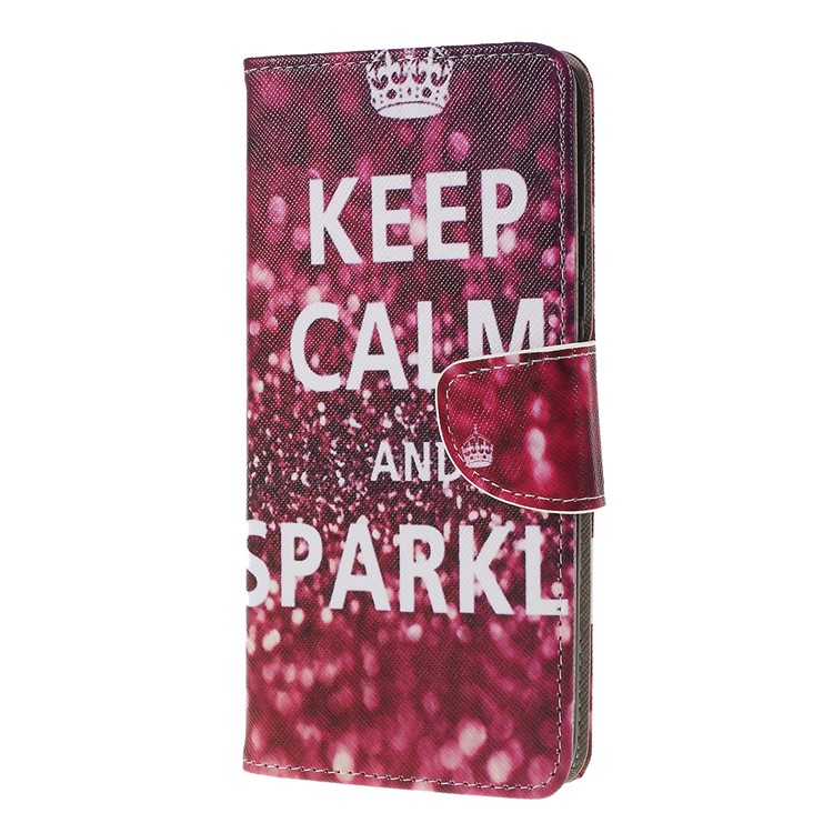 Pattern Printing Cross Texture Leather Wallet Case for Huawei P Smart Z - Quote Keep Calm and Sparkle-4