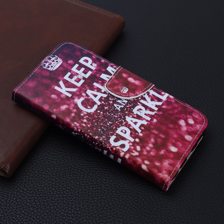 Pattern Printing Cross Texture Leather Wallet Case for Huawei P Smart Z - Quote Keep Calm and Sparkle-8