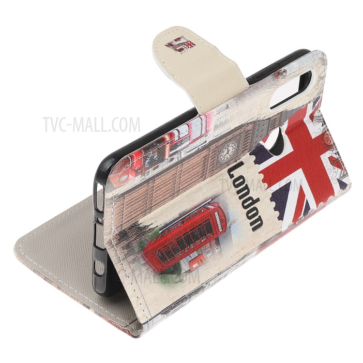 Pattern Printing Cross Texture Leather Wallet Case for Huawei P Smart Z - Big Ben and UK Flag-6