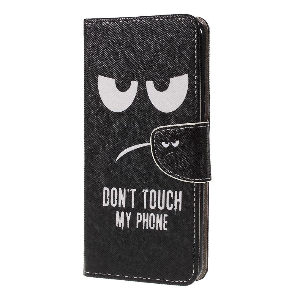 Pattern Printing Cross Texture Leather Wallet Case for Huawei P Smart Z - Do not Touch My Phone-4