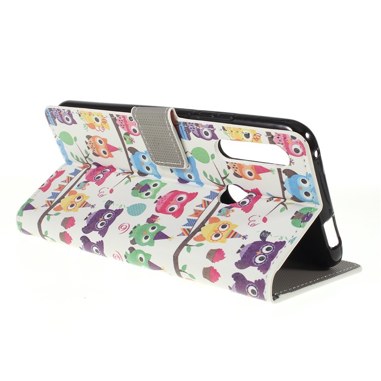 Pattern Printing Leather Wallet Stand Case for Huawei P Smart Z - Multiple Owls-3