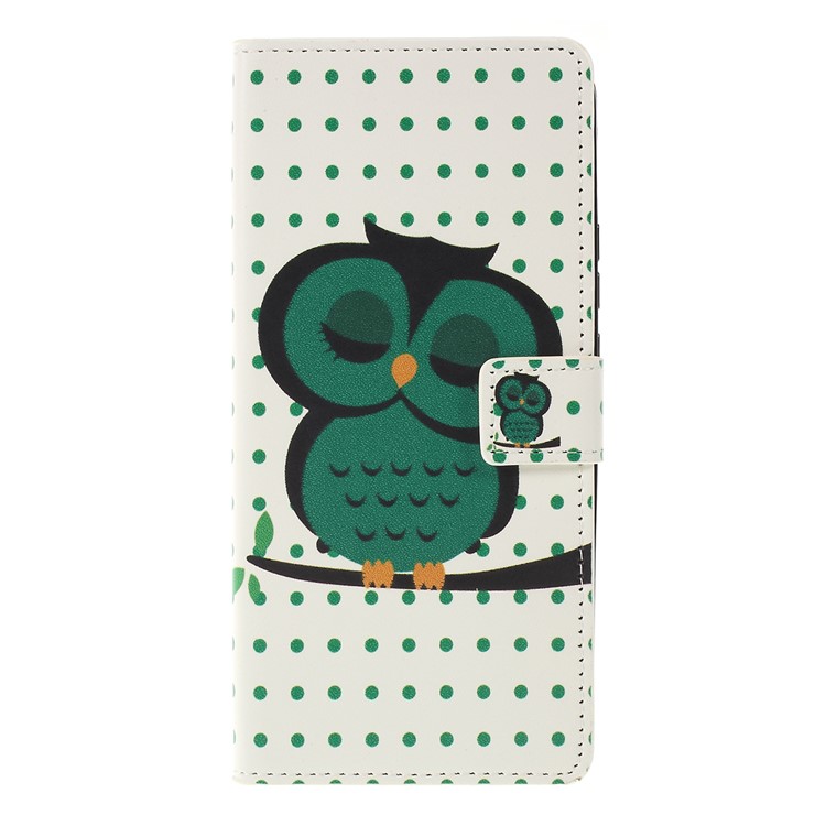 Pattern Printing Leather Wallet Stand Case for Huawei P Smart Z - Sleeping Owl on the Branch-1