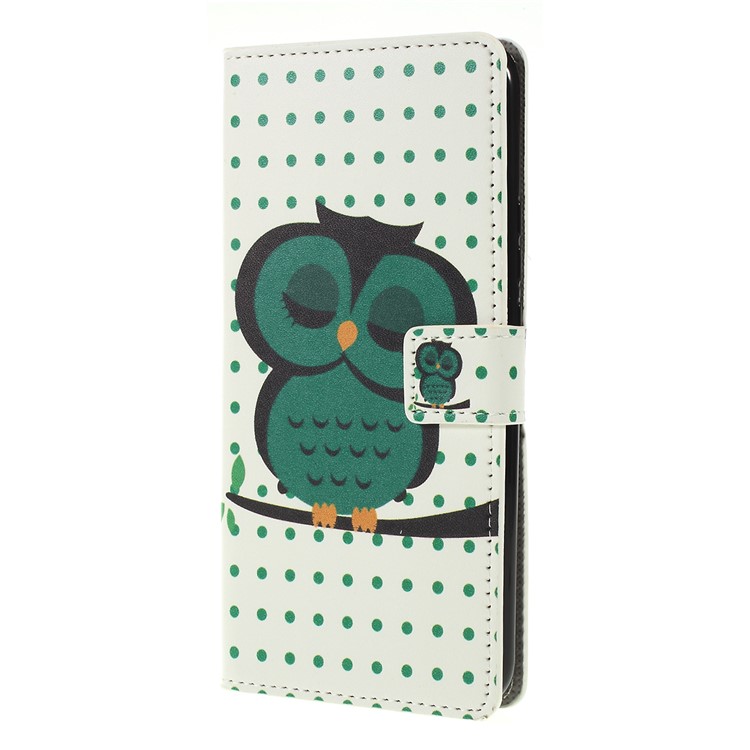 Pattern Printing Leather Wallet Stand Case for Huawei P Smart Z - Sleeping Owl on the Branch-4
