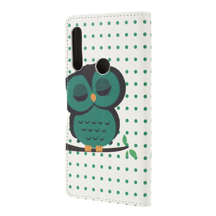 Pattern Printing Leather Wallet Stand Case for Huawei P Smart Z - Sleeping Owl on the Branch-5