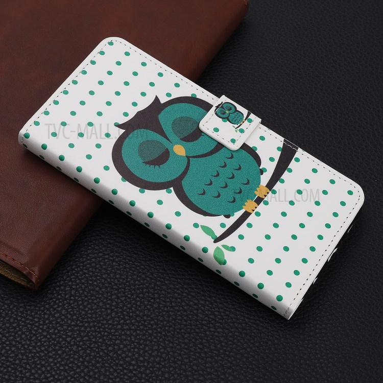 Pattern Printing Leather Wallet Stand Case for Huawei P Smart Z - Sleeping Owl on the Branch-6