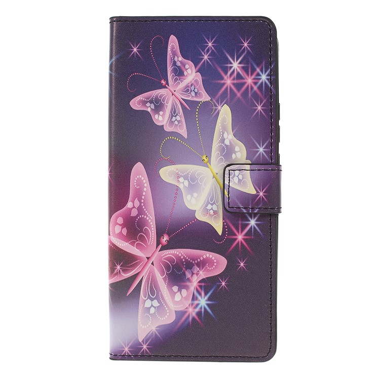 Pattern Printing Leather Wallet Stand Case for Huawei P Smart Z - Vivid Butterfly-1