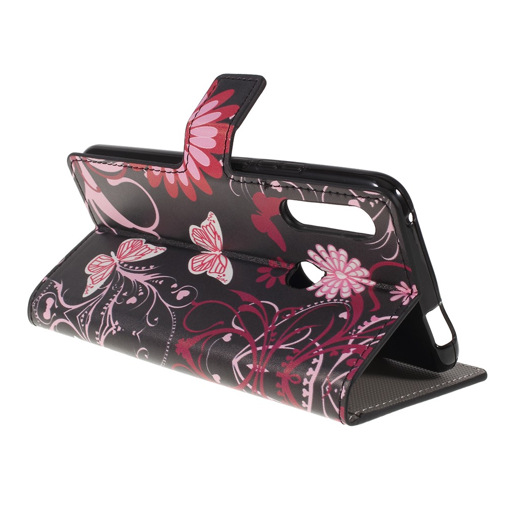 Pattern Printing Leather Wallet Stand Case for Huawei P Smart Z - Butterfly Flower-3