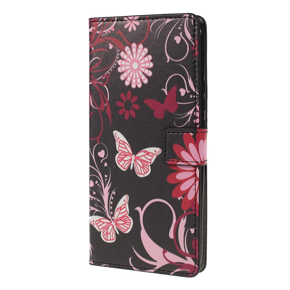 Pattern Printing Leather Wallet Stand Case for Huawei P Smart Z - Butterfly Flower-4