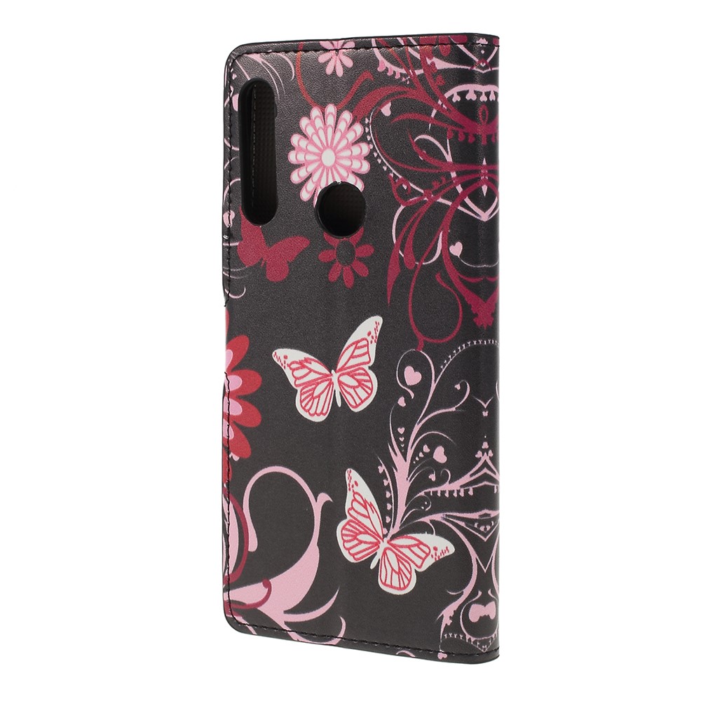Pattern Printing Leather Wallet Stand Case for Huawei P Smart Z - Butterfly Flower-5