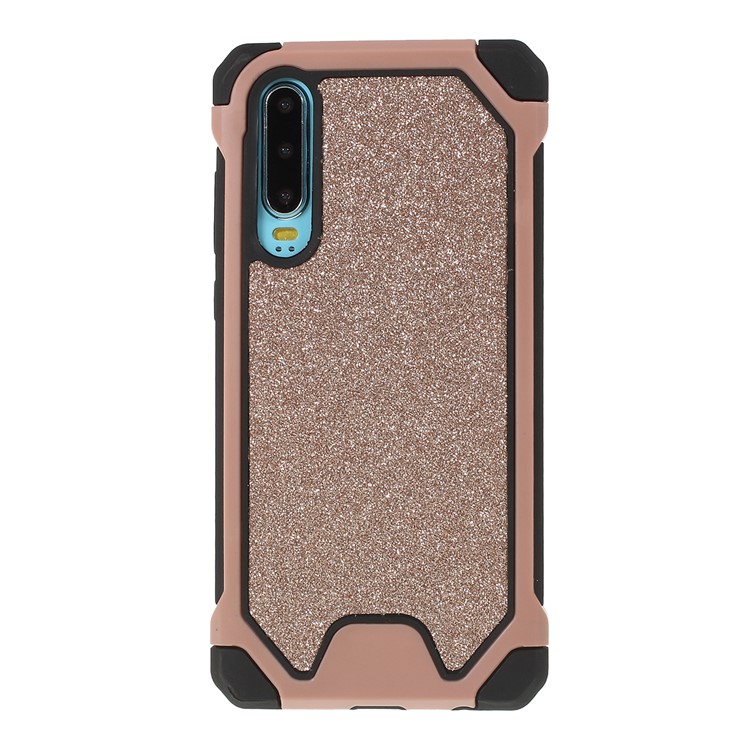 Glitter Powder Anti-drop PC + TPU Hybrid Cellphone Cover for Huawei P30 - Rose Gold-1