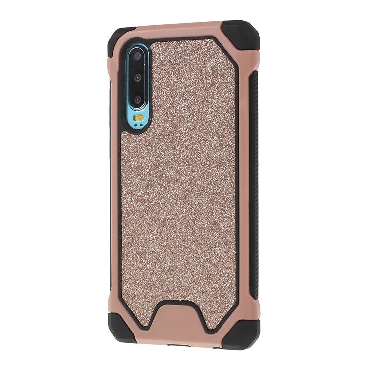 Glitter Powder Anti-drop PC + TPU Hybrid Cellphone Cover for Huawei P30 - Rose Gold-4