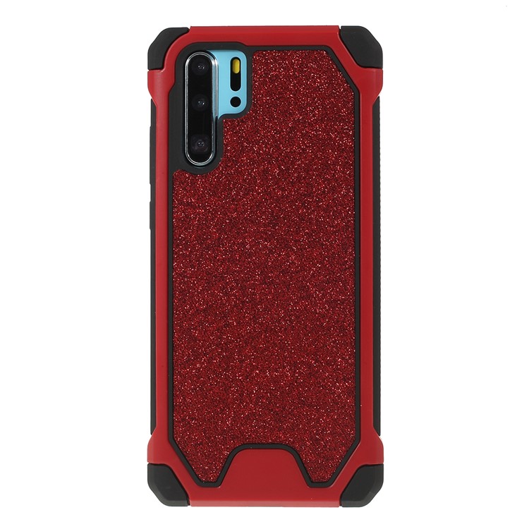 Glitter Powder Anti-drop PC + TPU Hybrid Phone Cover for Huawei P30 Pro - Red-1