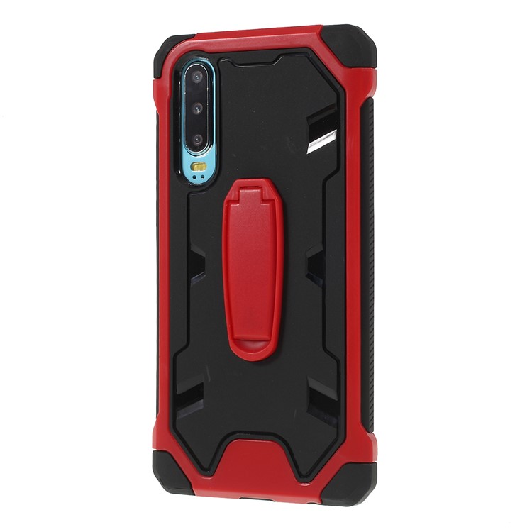 Shock Resistant Kickstand PC TPU Combo Mobile Casing for Huawei P30 - Red-6