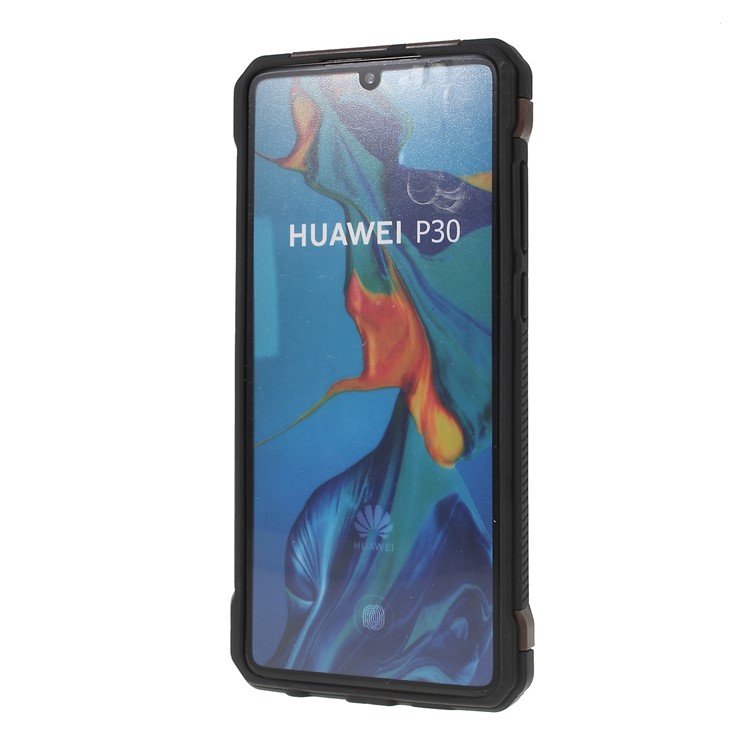Shock Resistant Kickstand PC TPU Combo Mobile Casing for Huawei P30 - Coffee-2