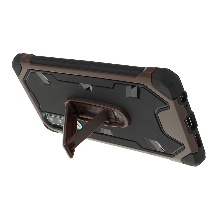 Shock Resistant Kickstand PC TPU Combo Mobile Casing for Huawei P30 - Coffee-3