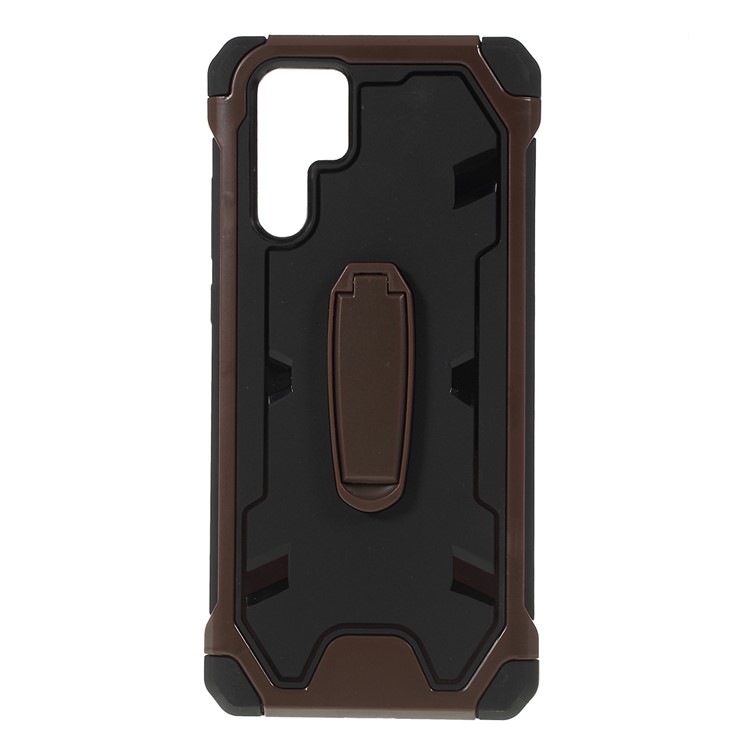 Shock Resistant Kickstand PC + TPU Combo Mobile Cover for Huawei P30 Pro - Brown-1