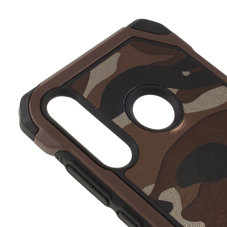 Camouflage Leather Coated PC + TPU Hybrid Phone Back Case for Huawei P Smart (2019) - Brown-3