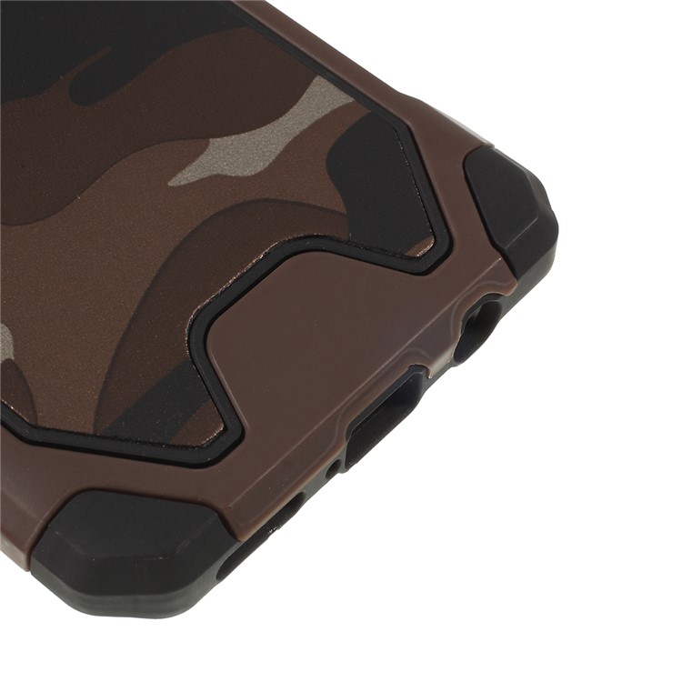 Camouflage Leather Coated PC + TPU Hybrid Phone Back Case for Huawei P Smart (2019) - Brown-4