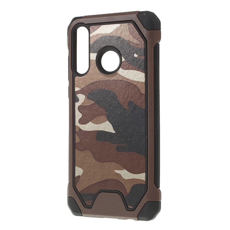 Camouflage Leather Coated PC + TPU Hybrid Phone Back Case for Huawei P Smart (2019) - Brown-6