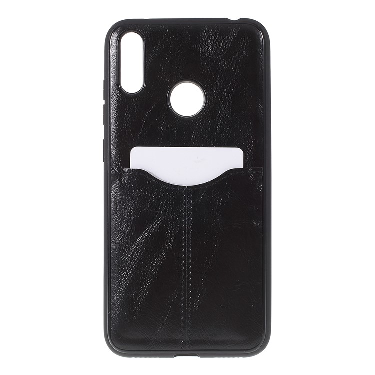 Business Style Card Slots PU Leather Coated TPU Phone Cover for Huawei Y6 Pro (2019) - Black-1