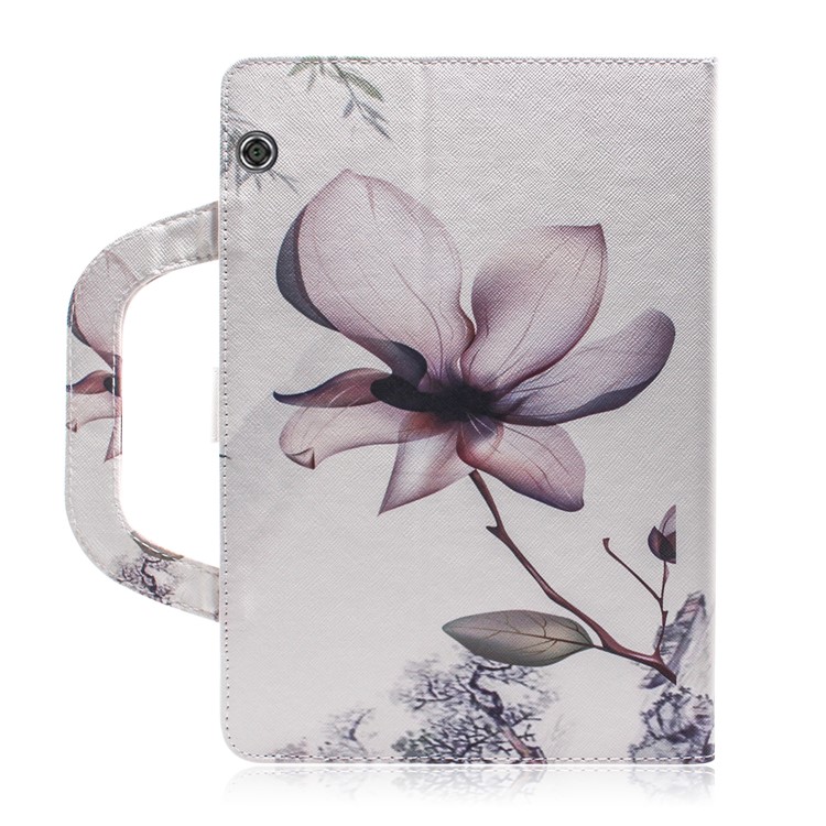 Handbag Style Patterned Printing Leather Wallet Phone Case for Huawei MediaPad T5 10 - Flower-3