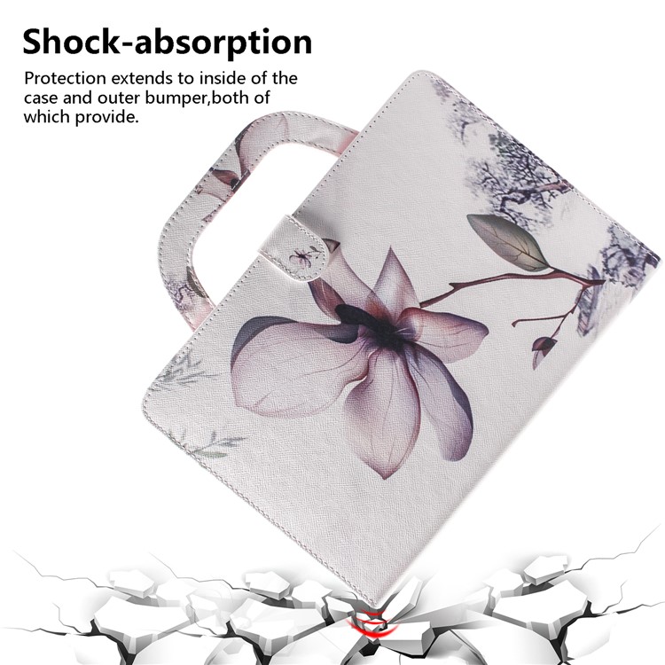 Handbag Style Patterned Printing Leather Wallet Phone Case for Huawei MediaPad T5 10 - Flower-4