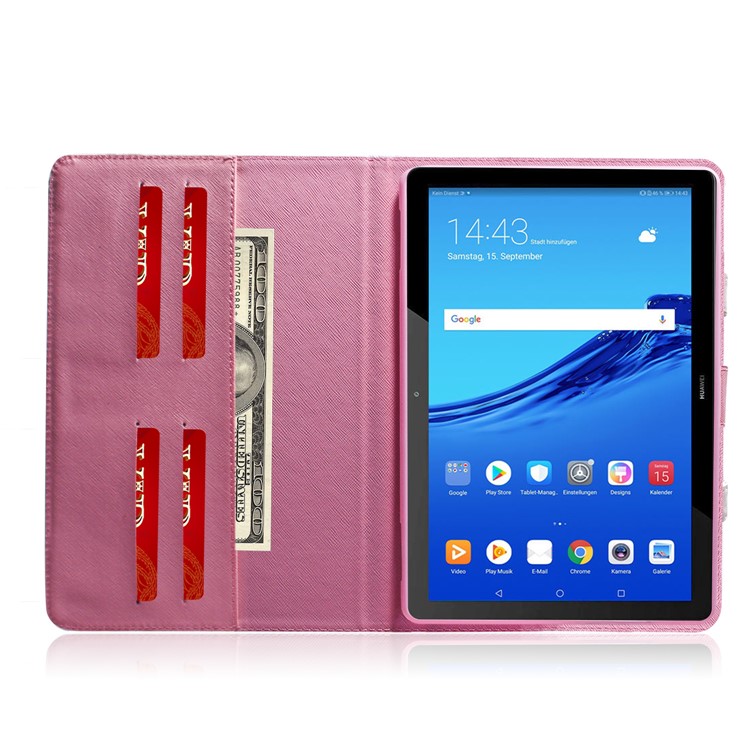 Handbag Style Patterned Printing Leather Wallet Phone Case for Huawei MediaPad T5 10 - Flower-8