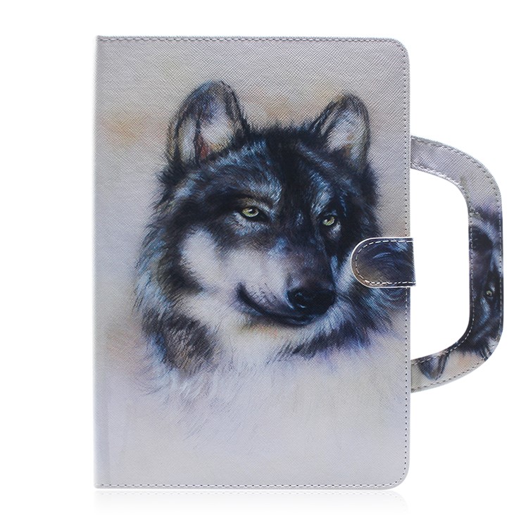 Handbag Style Patterned Printing Leather Wallet Phone Case for Huawei MediaPad T5 10 - Grey Wolf-2