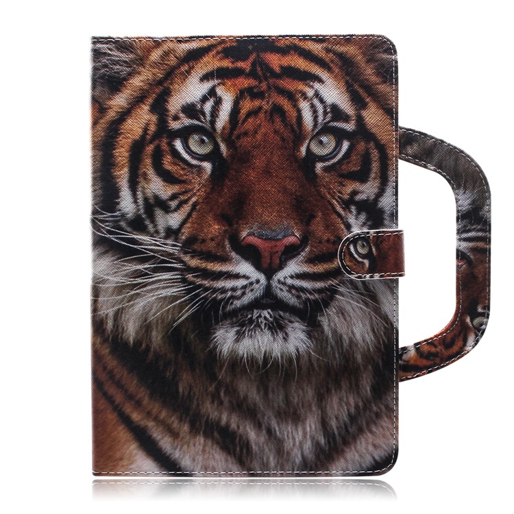 Handbag Style Patterned Printing Leather Wallet Phone Case for Huawei MediaPad T5 10 - Tiger-2