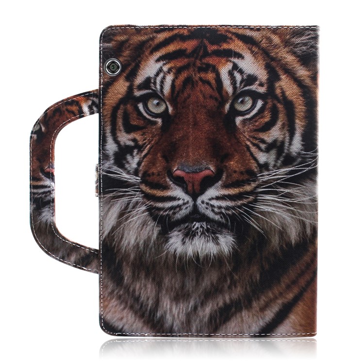Handbag Style Patterned Printing Leather Wallet Phone Case for Huawei MediaPad T5 10 - Tiger-3