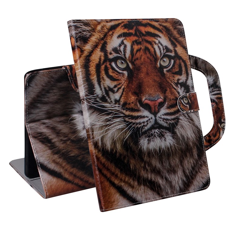 Handbag Style Patterned Printing Leather Wallet Phone Case for Huawei MediaPad T5 10 - Tiger-5