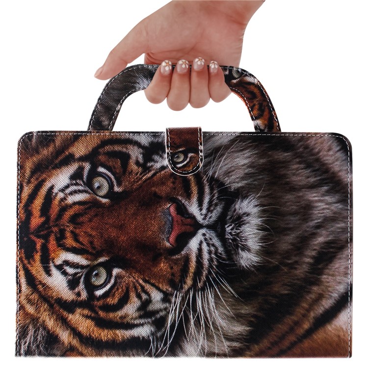 Handbag Style Patterned Printing Leather Wallet Phone Case for Huawei MediaPad T5 10 - Tiger-7