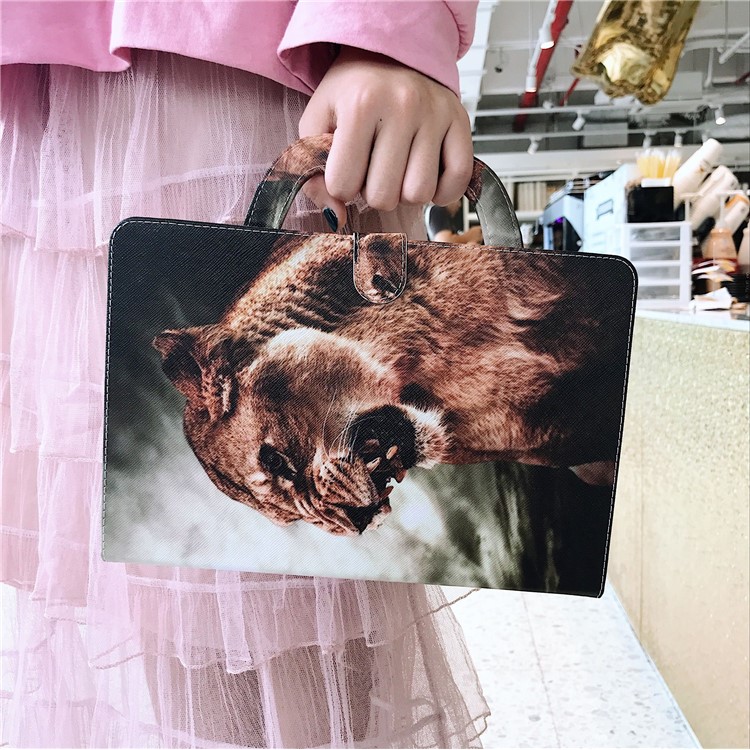 Handbag Style Patterned Printing Leather Wallet Phone Case for Huawei MediaPad T5 10 - Lion-9