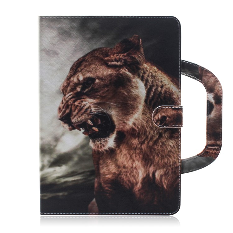 Handbag Style Patterned Printing Leather Wallet Phone Case for Huawei MediaPad T5 10 - Lion-2