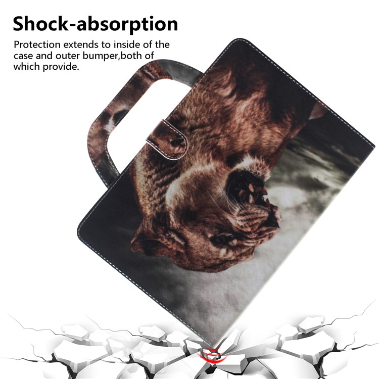 Handbag Style Patterned Printing Leather Wallet Phone Case for Huawei MediaPad T5 10 - Lion-4