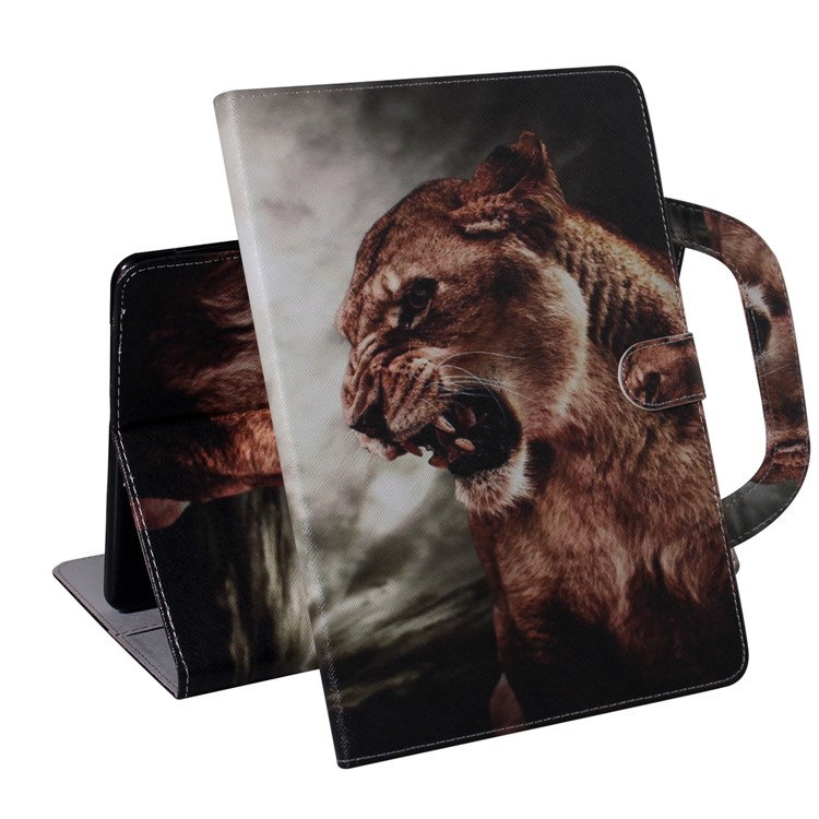Handbag Style Patterned Printing Leather Wallet Phone Case for Huawei MediaPad T5 10 - Lion-5