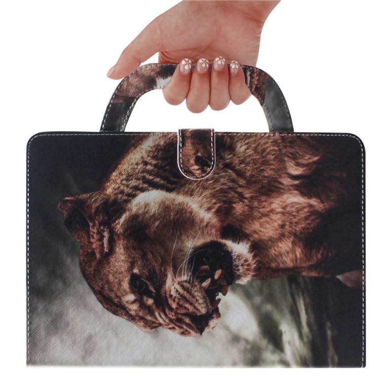 Handbag Style Patterned Printing Leather Wallet Phone Case for Huawei MediaPad T5 10 - Lion-7