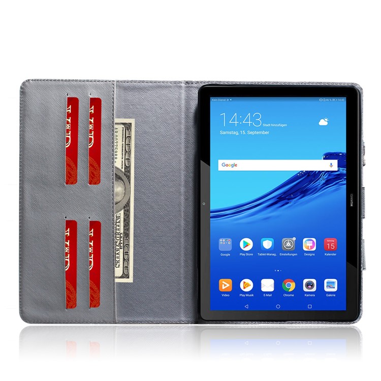 Handbag Style Patterned Printing Leather Wallet Phone Case for Huawei MediaPad T5 10 - Lion-8