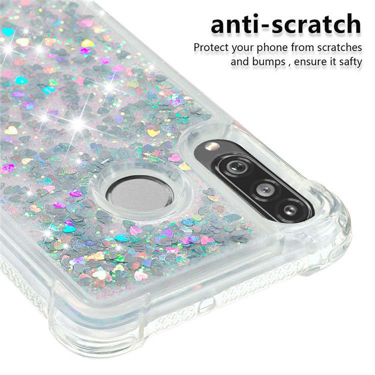 Liquid Glitter Powder Patterned Quicksand Shockproof TPU Back Case for Huawei P30 Lite / nova 4e - Silver Love Hearts-5