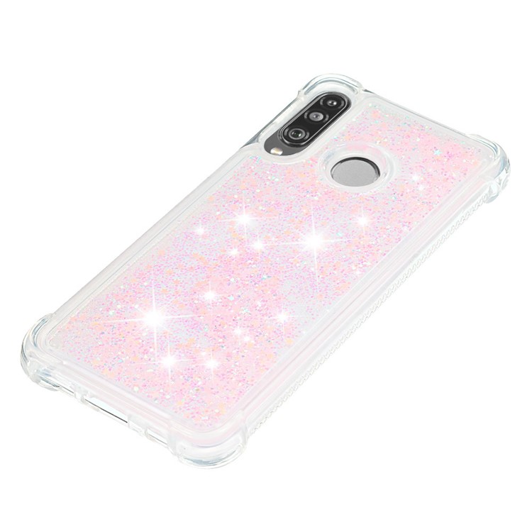 Liquid Glitter Powder Patterned Quicksand Shockproof TPU Back Case for Huawei P30 Lite / nova 4e - Silver Pink Stars-6