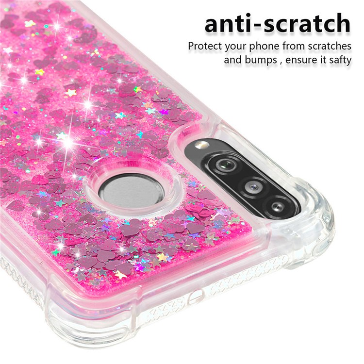 Liquid Glitter Powder Patterned Quicksand Shockproof TPU Back Case for Huawei P30 Lite / nova 4e - Pink Love Hearts-5