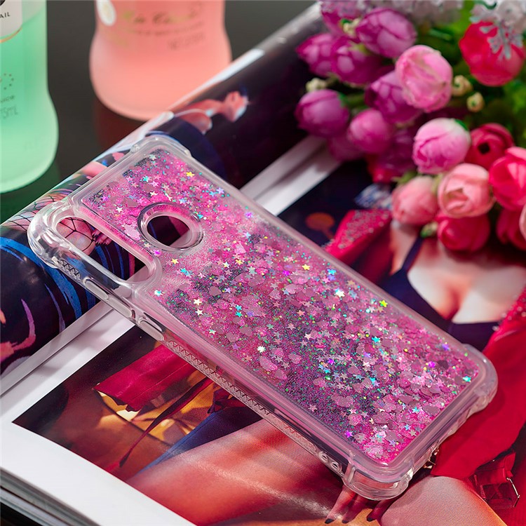 Liquid Glitter Powder Patterned Quicksand Shockproof TPU Back Case for Huawei P30 Lite / nova 4e - Pink Love Hearts-7