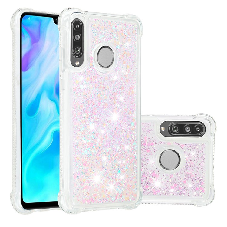 Liquid Glitter Powder Patterned Quicksand Shockproof TPU Back Case for Huawei P30 Lite / nova 4e - Colorful Love Hearts-1
