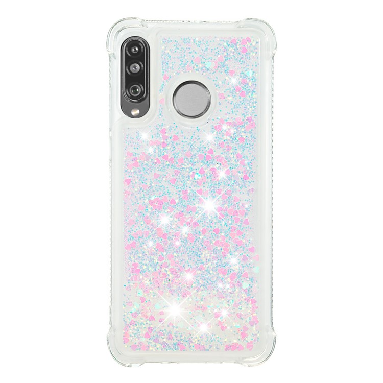 Liquid Glitter Powder Patterned Quicksand Shockproof TPU Back Case for Huawei P30 Lite / nova 4e - Colorful Love Hearts-2